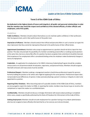 Tenet 3 of the ICMA Code of Ethics | icma.org